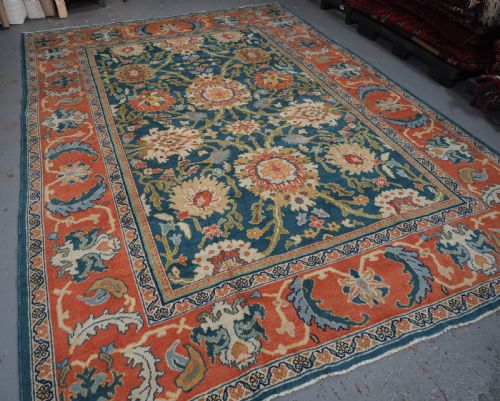 ANTIQUE MAHAL CARPET WITH SCARCE BLUE GREEN GROUND EXCELLENT CONDITION CIRCA 1920 - ADDITIONAL PHOTO 3