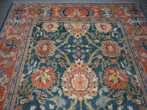 ANTIQUE MAHAL CARPET WITH SCARCE BLUE GREEN GROUND EXCELLENT CONDITION CIRCA 1920 - ADDITIONAL PHOTO 4