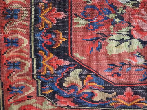 ANTIQUE CAUCASIAN KARABAGH RUG WITH FRENCH INSPIRED ROSE DESIGN CIRCA 1900 - ADDITIONAL PHOTO 14