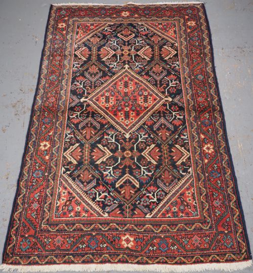 Antique Mahal Rug with Small Medallion & Floral Design, Circa 1920.