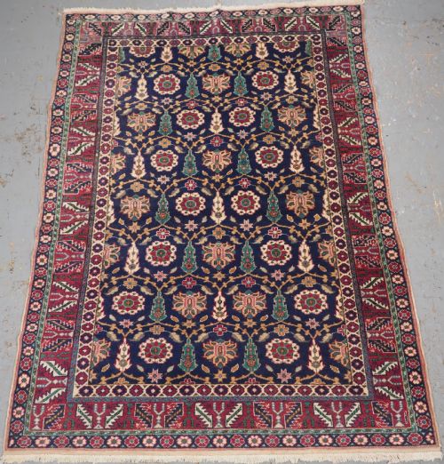 Antique Turkish Kayseri Rug with Flower and Shrub Design, Circa 1920.