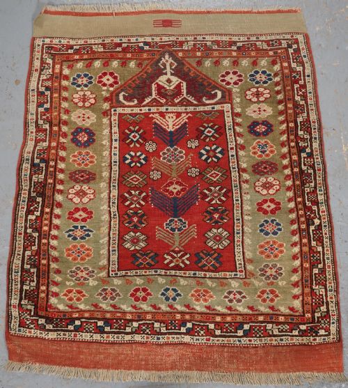 Antique Turkish Bergama Region Yuntdag Village Prayer Rug, Mid 19th Century.