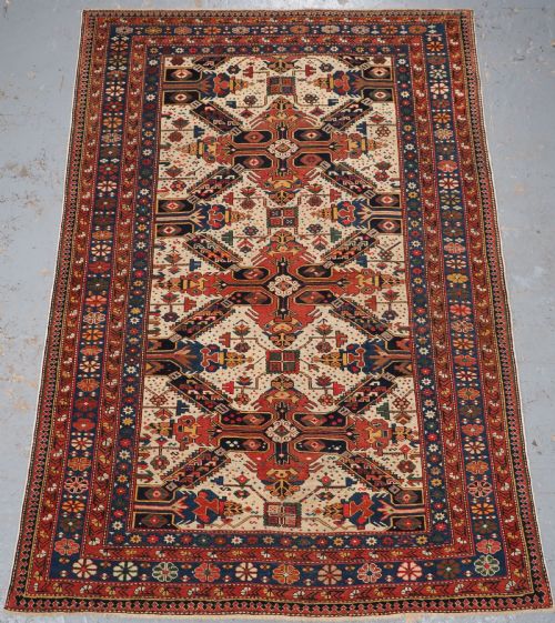 Antique Caucasian Seichur Rug of Classic Cross Design, Circa 1880.