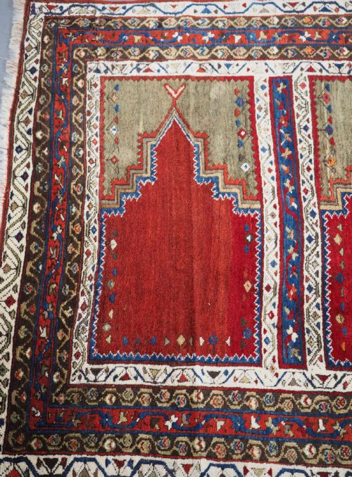 ANTIQUE TURKISH SIVAS SAF MULTI NICHE PRAYER RUG CIRCA 1900 - ADDITIONAL PHOTO 13