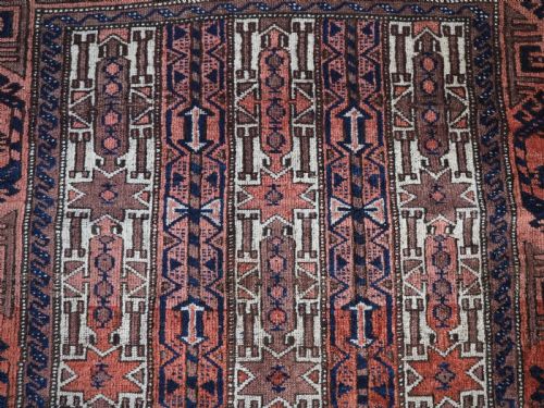ANTIQUE BALUCH RUG WITH SCARCE WHITE GROUND STRIPE DESIGN CIRCA 1900 - ADDITIONAL PHOTO 7