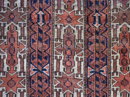 ANTIQUE BALUCH RUG WITH SCARCE WHITE GROUND STRIPE DESIGN CIRCA 1900 - ADDITIONAL PHOTO 8