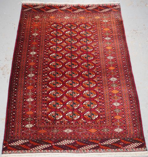 Old Tekke Turkmen Rug, Rows of Small Animals, Circa 1920/30.