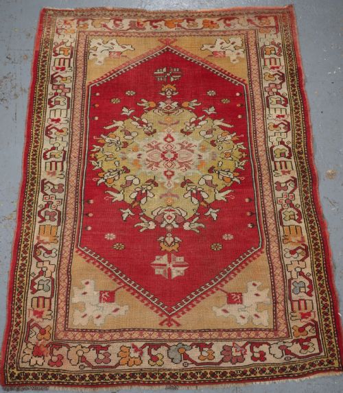 Antique Turkish Milas Rug, Large Medallion Design, Circa 1900.
