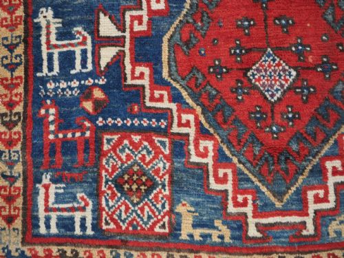 ANTIQUE CAUCASIAN BORDJALOU KAZAK TRIBAL FOLK ART CIRCA 1880 - ADDITIONAL PHOTO 11