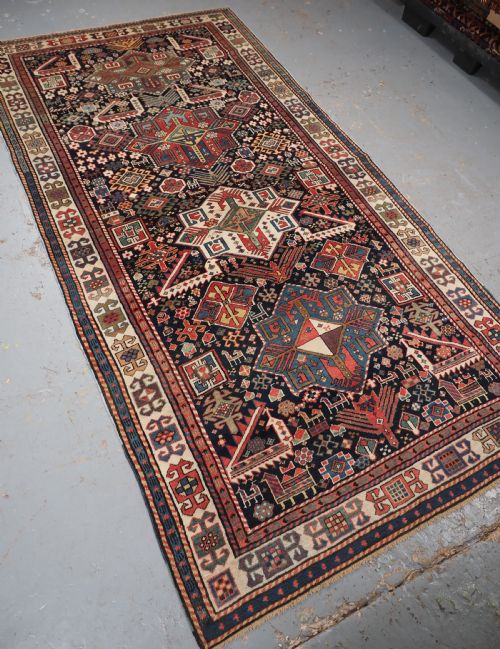 fig 1. ANTIQUE CAUCASIAN AKSTAFA LONG RUG, SPECTACULAR EXAMPLE, CIRCA 1850-70.