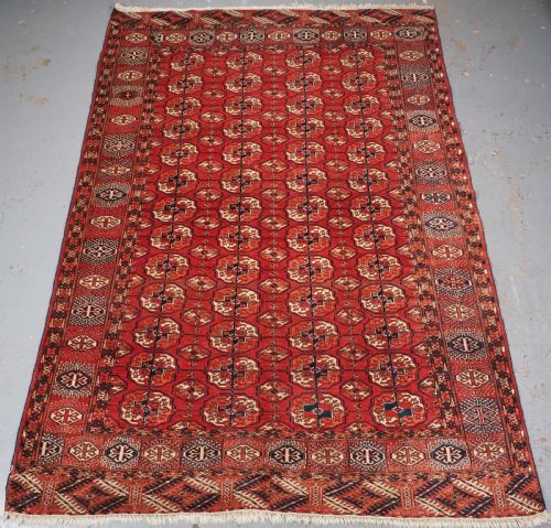 Antique Tekke Turkmen Main Carpet, Small Size with Good Colour, Circa 1890.