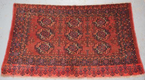 Antique Ersari Kizil Ayak Turkmen Nine Gul Chuval, Circa 1900.