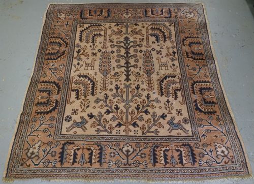 Antique Turkish Oushak Rug with Willow Tree Design, Circa 1900-20.