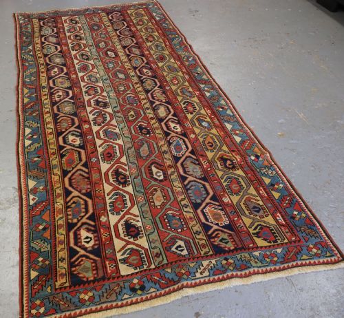 ANTIQUE CAUCASIAN GENDJE KAZAK LONG RUG WITH BOTEH DESIGN CIRCA 1880 - ADDITIONAL PHOTO 1