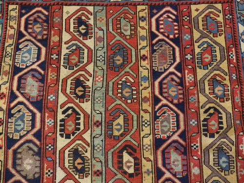 ANTIQUE CAUCASIAN GENDJE KAZAK LONG RUG WITH BOTEH DESIGN CIRCA 1880 - ADDITIONAL PHOTO 8