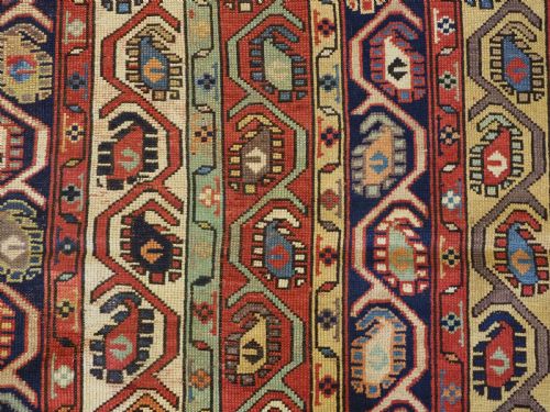 ANTIQUE CAUCASIAN GENDJE KAZAK LONG RUG WITH BOTEH DESIGN CIRCA 1880 - ADDITIONAL PHOTO 9