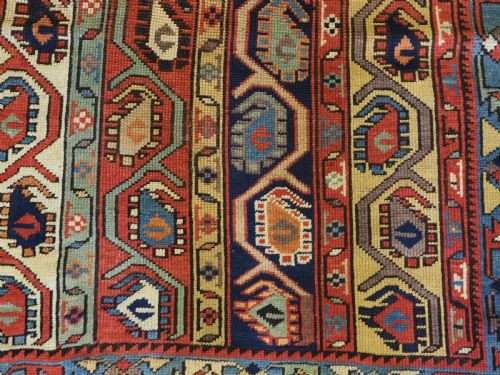 ANTIQUE CAUCASIAN GENDJE KAZAK LONG RUG WITH BOTEH DESIGN CIRCA 1880 - ADDITIONAL PHOTO 10