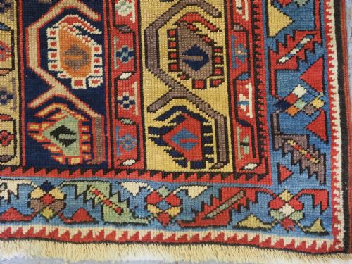 ANTIQUE CAUCASIAN GENDJE KAZAK LONG RUG WITH BOTEH DESIGN CIRCA 1880 - ADDITIONAL PHOTO 11