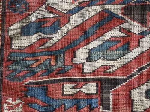 ANTIQUE CAUCASIAN CHELABERD KAZAK RUG TRIPLE MEDALLION OUTSTANDING CONDITION CIRCA 1890 - ADDITIONAL PHOTO 9