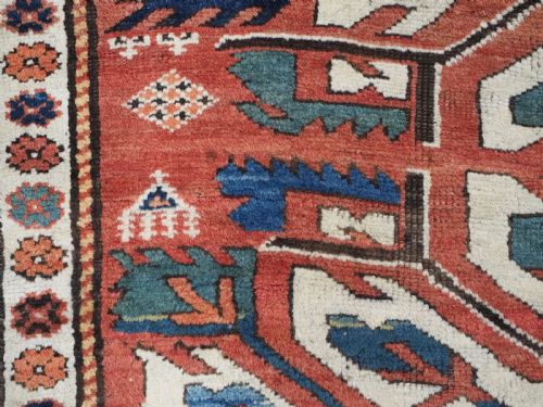 ANTIQUE CAUCASIAN CHELABERD KAZAK RUG TRIPLE MEDALLION OUTSTANDING CONDITION CIRCA 1890 - ADDITIONAL PHOTO 11