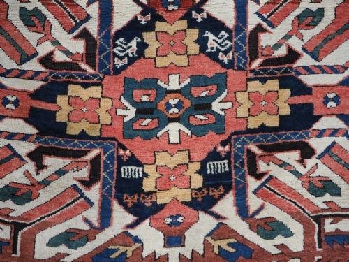 ANTIQUE CAUCASIAN CHELABERD KAZAK RUG TRIPLE MEDALLION OUTSTANDING CONDITION CIRCA 1890 - ADDITIONAL PHOTO 12