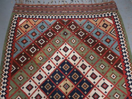 ANTIQUE QASHQAI TRIBAL KILIM SUPERB CONDITION COLOURS CIRCA 1890 - ADDITIONAL PHOTO 2