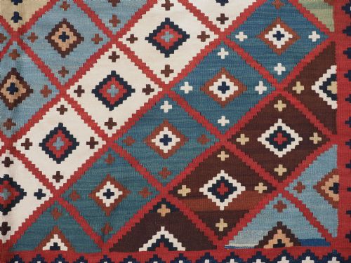 ANTIQUE QASHQAI TRIBAL KILIM SUPERB CONDITION COLOURS CIRCA 1890 - ADDITIONAL PHOTO 5