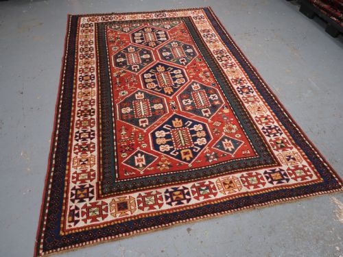 ANTIQUE CAUCASIAN GENDJE KAZAK RUG FOLK ART HORSES AND PEOPLE CIRCA 1890 - ADDITIONAL PHOTO 1
