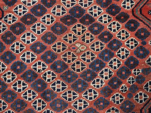 ANTIQUE TRIBAL QASHQAI RUG WITH DIAMOND LATTICE DESIGN CIRCA 1880 - ADDITIONAL PHOTO 10