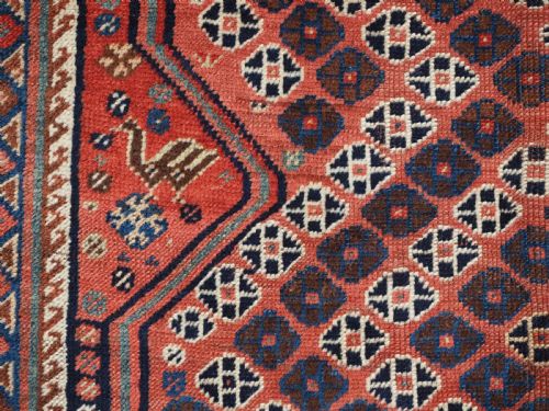 ANTIQUE TRIBAL QASHQAI RUG WITH DIAMOND LATTICE DESIGN CIRCA 1880 - ADDITIONAL PHOTO 11