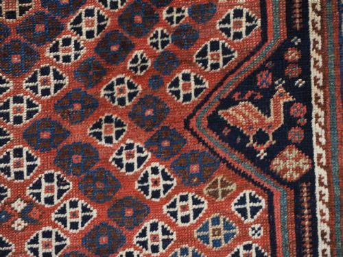 ANTIQUE TRIBAL QASHQAI RUG WITH DIAMOND LATTICE DESIGN CIRCA 1880 - ADDITIONAL PHOTO 12