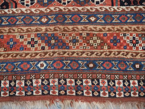 ANTIQUE TRIBAL QASHQAI RUG WITH DIAMOND LATTICE DESIGN CIRCA 1880 - ADDITIONAL PHOTO 15