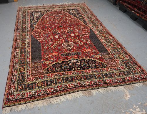ANTIQUE QASHQAI KASHKULI MILLEFLEUR PRAYER RUG SUPERB CONDITION CIRCA 1900 - ADDITIONAL PHOTO 1