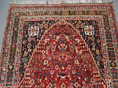 ANTIQUE QASHQAI KASHKULI MILLEFLEUR PRAYER RUG SUPERB CONDITION CIRCA 1900 - ADDITIONAL PHOTO 2