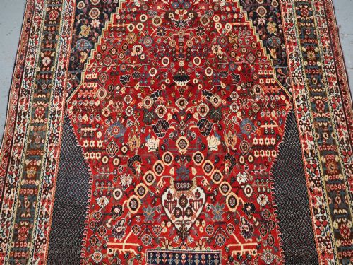 ANTIQUE QASHQAI KASHKULI MILLEFLEUR PRAYER RUG SUPERB CONDITION CIRCA 1900 - ADDITIONAL PHOTO 3