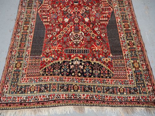 ANTIQUE QASHQAI KASHKULI MILLEFLEUR PRAYER RUG SUPERB CONDITION CIRCA 1900 - ADDITIONAL PHOTO 4