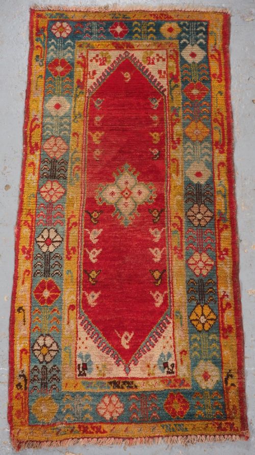 Antique Turkish Oushak Rug, Small Size with Superb Colour, Circa 1900.