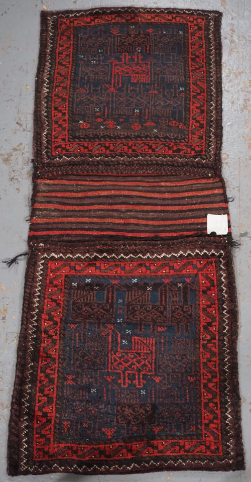 Antique Pair of Baluch Saddlebags with Bird Design, Circa 1900/20.