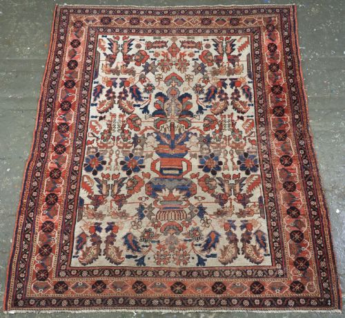 Antique Kirman Afshar Vase Design Rug, Very Fine Weave, Scarce Item, Mid 19th Century.