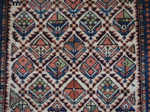 ANTIQUE CAUCASIAN DAGESTAN PRAYER RUG IVORY GROUND WITH FLORAL LATTICE CIRCA 1880 - ADDITIONAL PHOTO 7