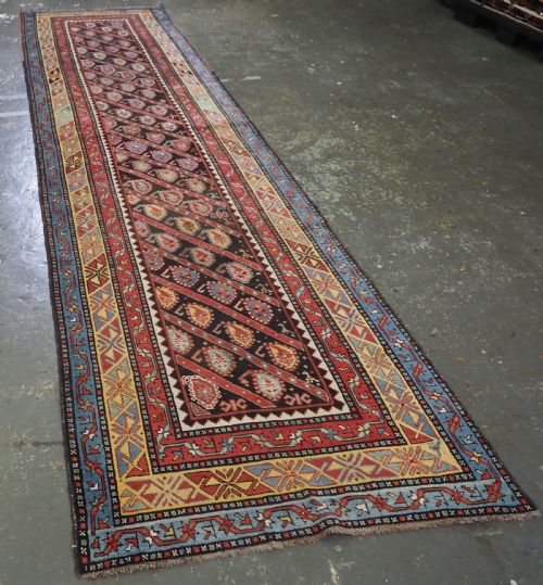 ANTIQUE CAUCASIAN KARABAGH REGION RUNNER WITH DIAGONAL BOTEH DESIGN CIRCA 1880 - ADDITIONAL PHOTO 1