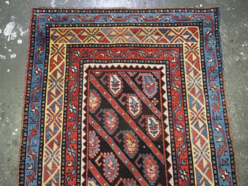 ANTIQUE CAUCASIAN KARABAGH REGION RUNNER WITH DIAGONAL BOTEH DESIGN CIRCA 1880 - ADDITIONAL PHOTO 2
