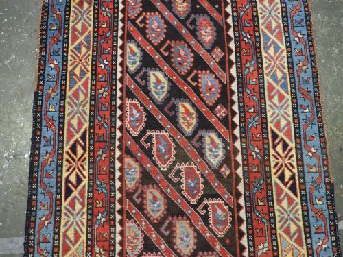 ANTIQUE CAUCASIAN KARABAGH REGION RUNNER WITH DIAGONAL BOTEH DESIGN CIRCA 1880 - ADDITIONAL PHOTO 3