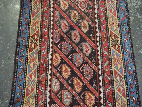 ANTIQUE CAUCASIAN KARABAGH REGION RUNNER WITH DIAGONAL BOTEH DESIGN CIRCA 1880 - ADDITIONAL PHOTO 6