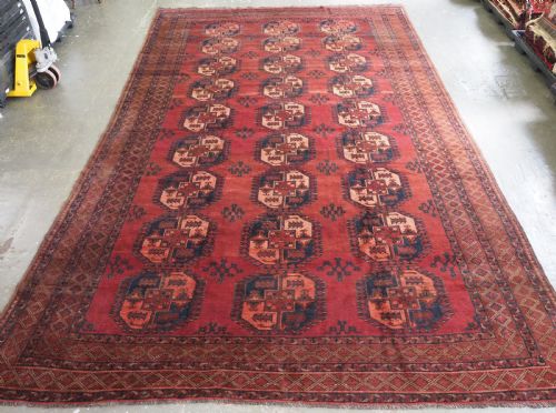 Antique Afghan Ersari Turkmen Carpet of Traditional Design, Large Size, Circa 1900.