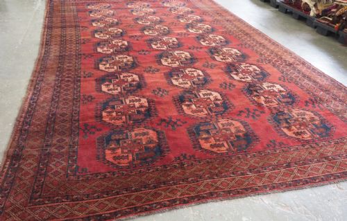 fig 1. ANTIQUE AFGHAN ERSARI TURKMEN CARPET OF TRADITIONAL DESIGN, LARGE SIZE, CIRCA 1900.