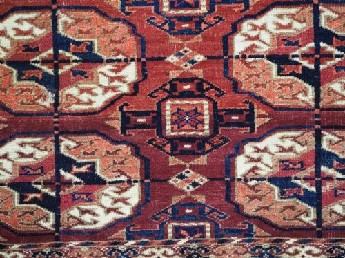 ANTIQUE TEKKE TURKMEN DOWRY RUG OF SMALL SIZE AND VERY FINE WEAVE CIRCA 1880 - ADDITIONAL PHOTO 4