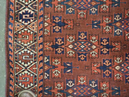 ANTIQUE YOMUT TURKMEN MAIN CARPET WITH KEPSE GUL DESIGN CIRCA 187080 - ADDITIONAL PHOTO 4