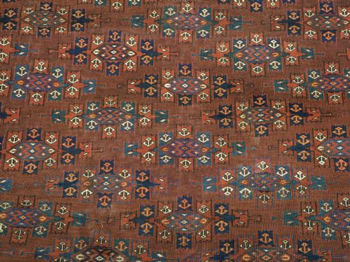 ANTIQUE YOMUT TURKMEN MAIN CARPET WITH KEPSE GUL DESIGN CIRCA 187080 - ADDITIONAL PHOTO 11