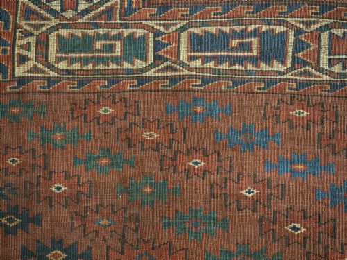 ANTIQUE YOMUT TURKMEN MAIN CARPET WITH KEPSE GUL DESIGN CIRCA 187080 - ADDITIONAL PHOTO 14